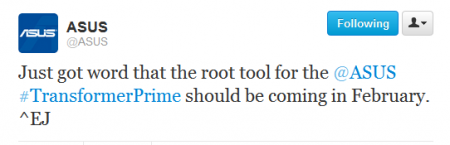 Asus Twitter Asus Tweeter Transformer Prime Loutil de déverrouillage du bootloader pour février