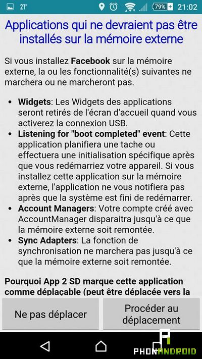 deplacement appli carte SD