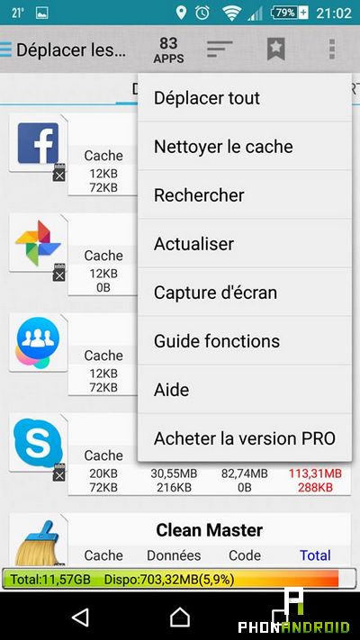 deplacer applis carte SD