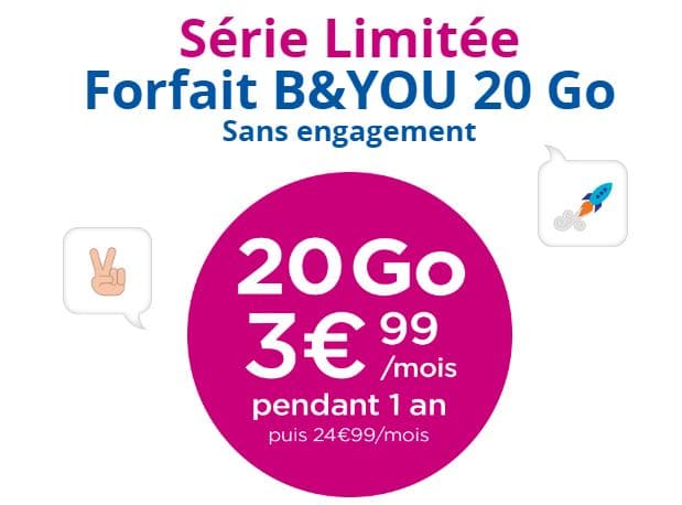 🔥 Forfait B&You 24/24 20Go à 3.99 € / Mois Pendant 1 An Sans Engagement