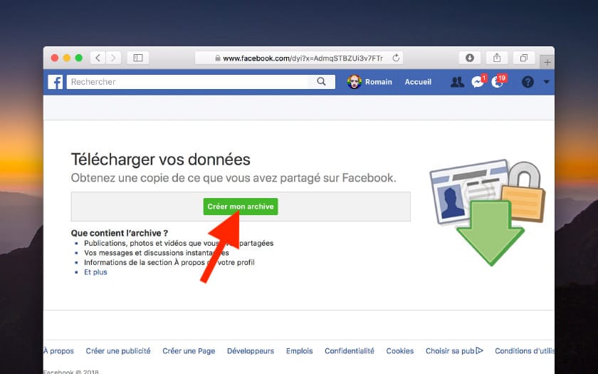 facebook creer archive
