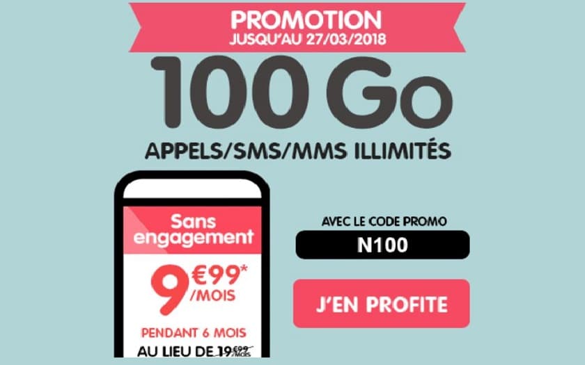 NRJ Mobile Forfait illimité 100 Go Internet sans engagement à 9