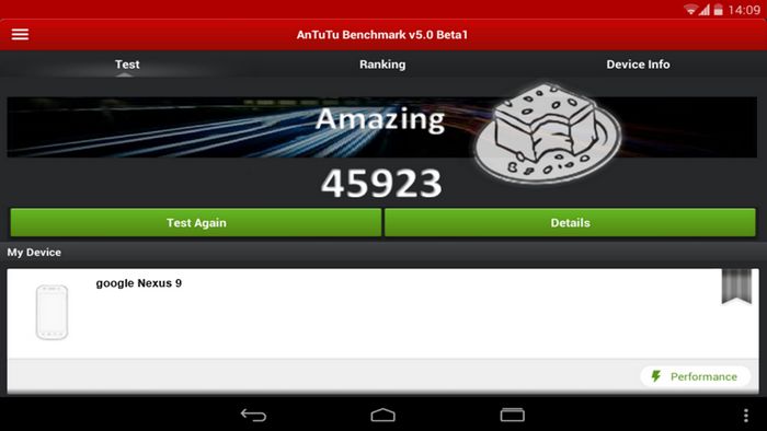 benchmark AnTuTu de la Nexus 9