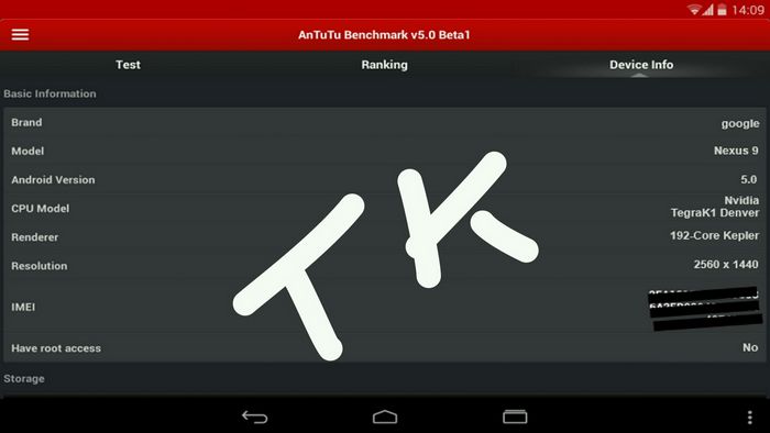 benchmark AnTuTu de la Nexus 9