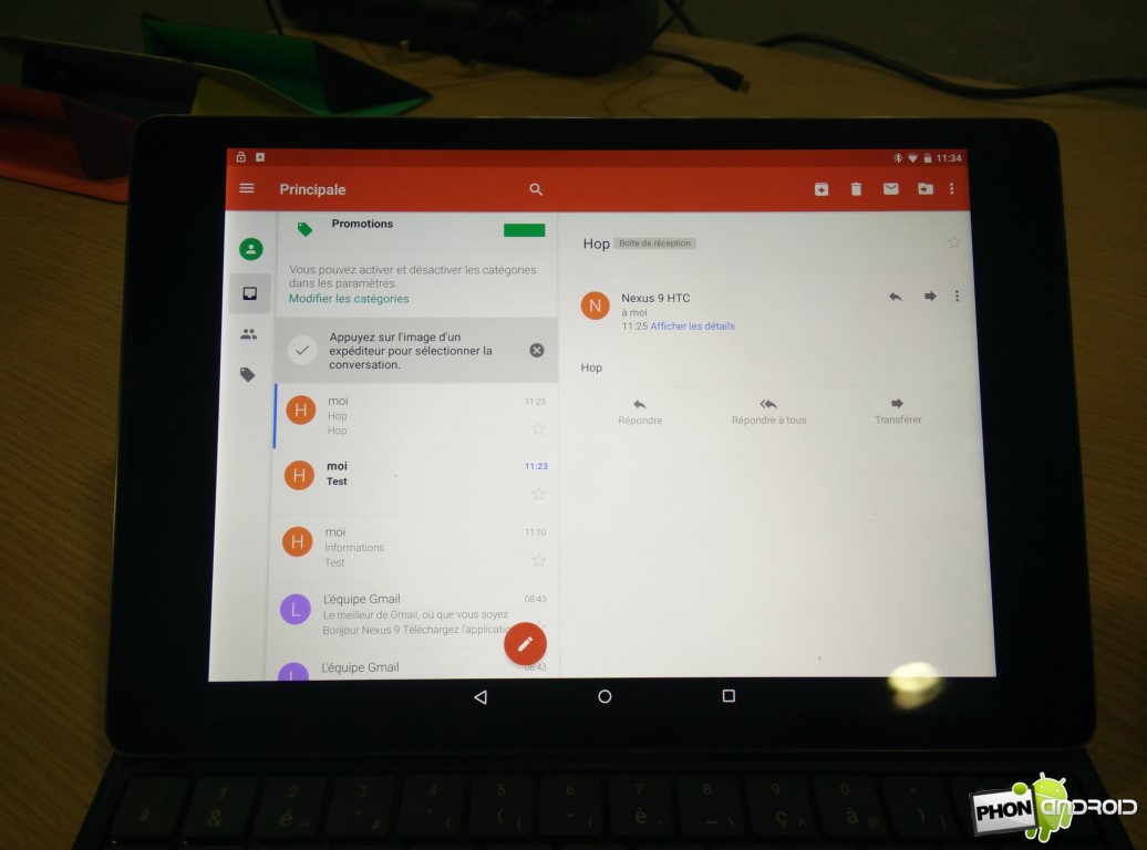 Nexus 9 gmail android 5