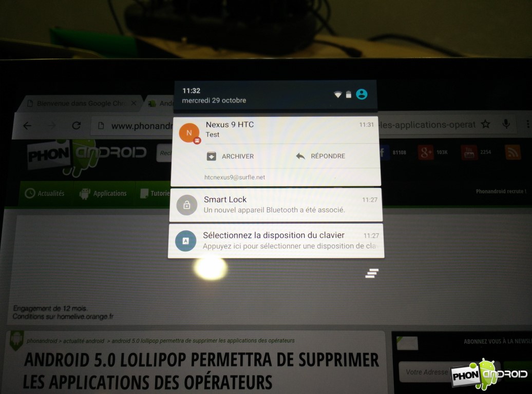 Nexus 9 notification Android Lollipop