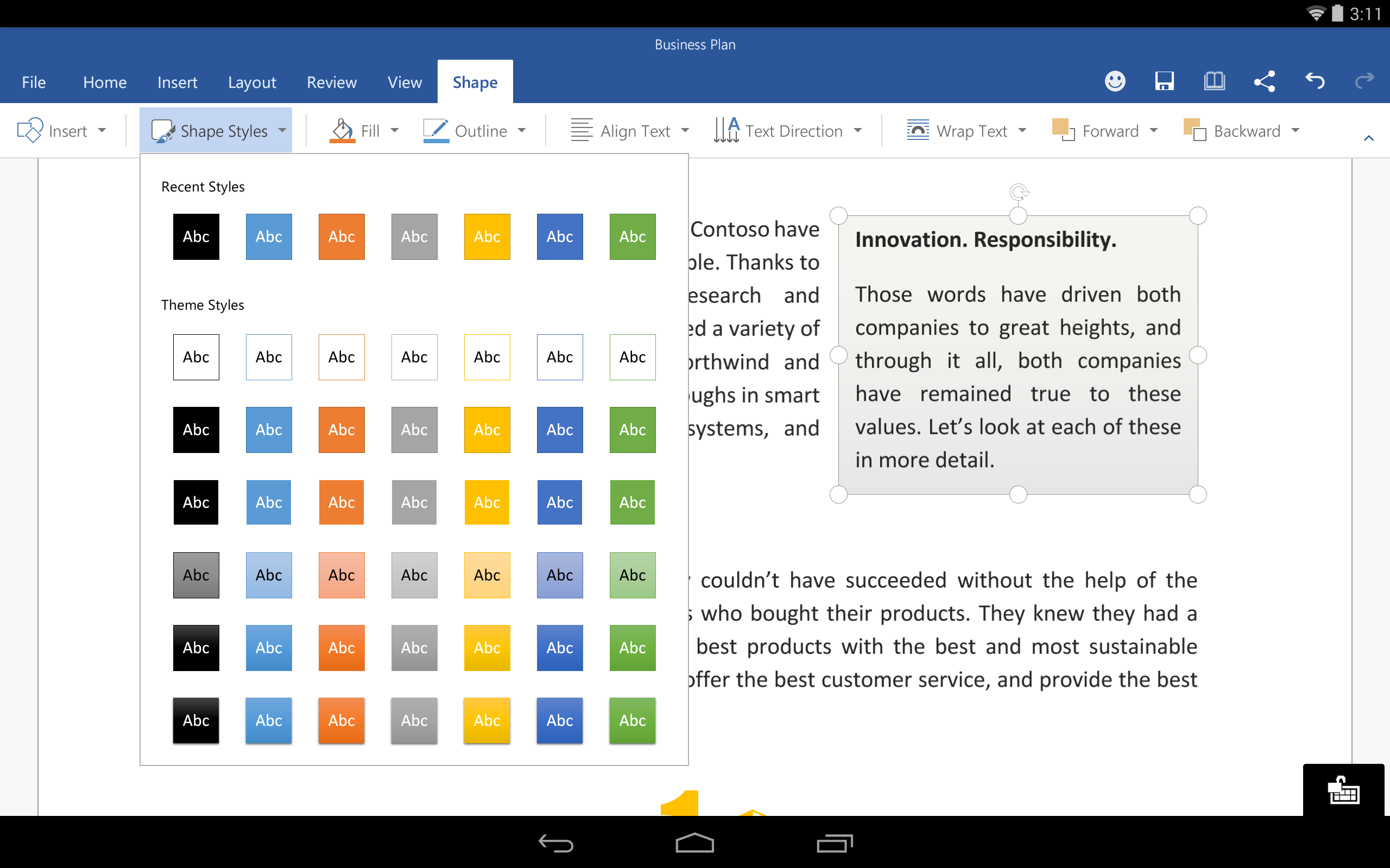 Word tablettes android
