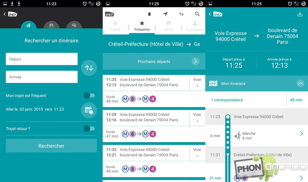 images de l'application SNCF