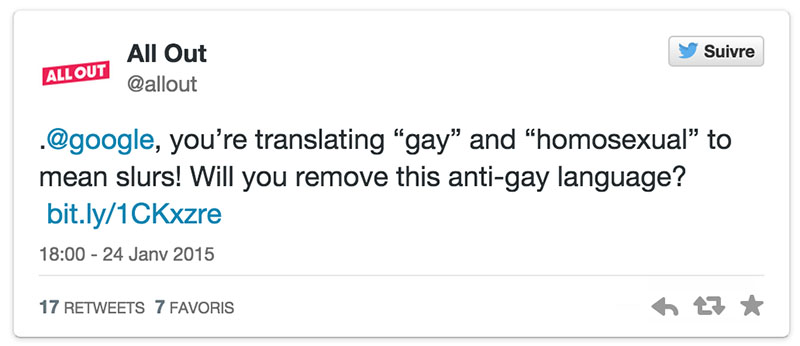 google traduction corrige homophobie