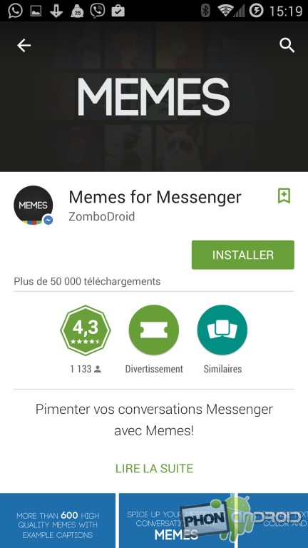 Messenger installation d'une application
