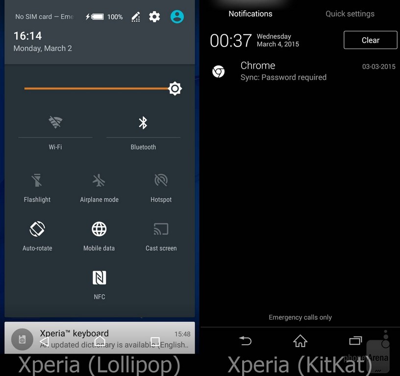 Sony Xperia UI Lollipop notifications