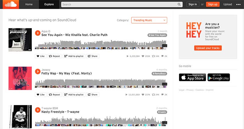 comparative music streaming soundcloud