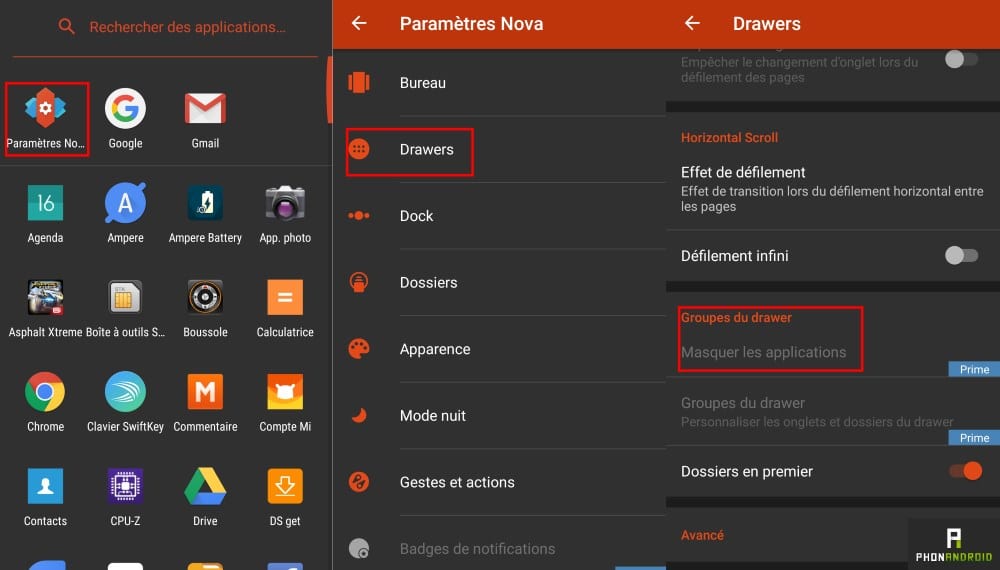 masquer fichier dossier android