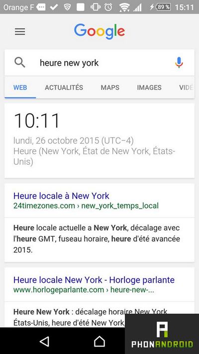 Google fuseaux horaires