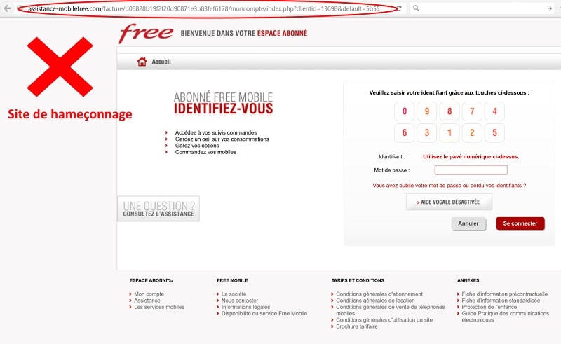 Faux site phishing Free