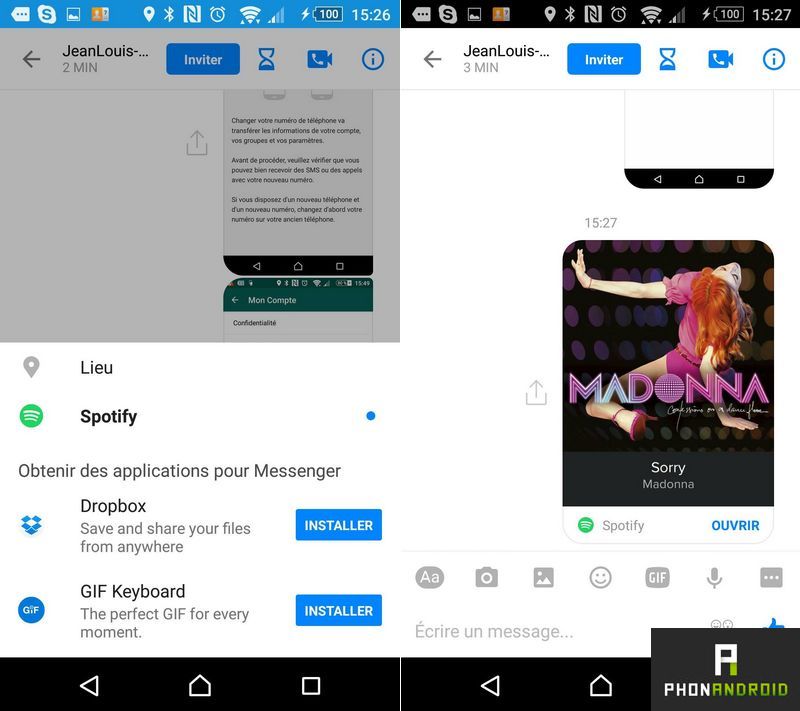 facebook messenger spotify