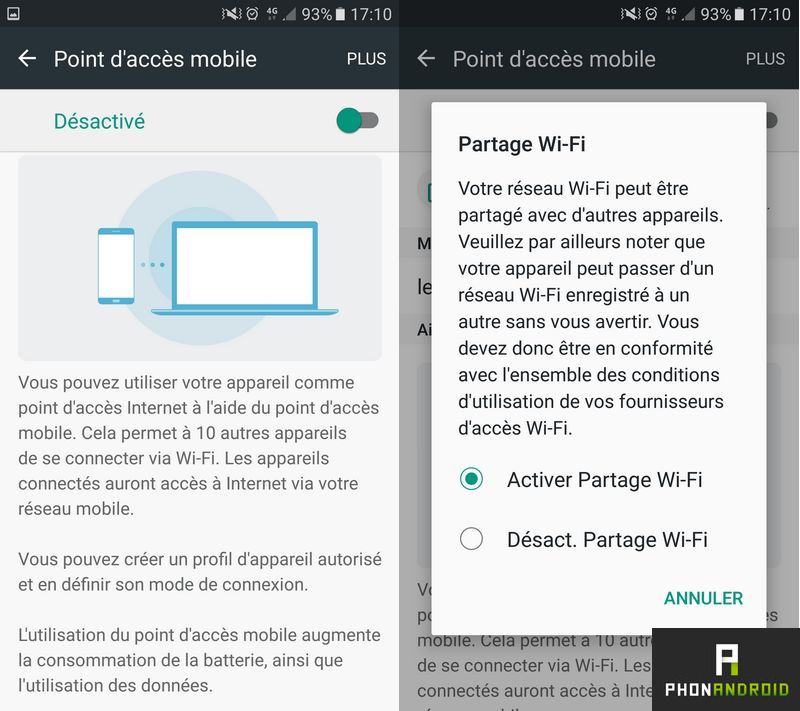 Les Galaxy S7 / S7 Edge peuvent partager leur connexion WiFi avec
dautres appareils