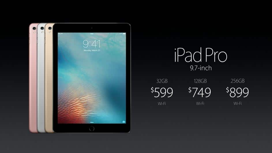 iPad Pro 2016 9,7 pouces prix