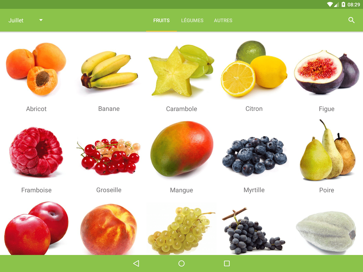 fruits et légumes de saison jardinage android
