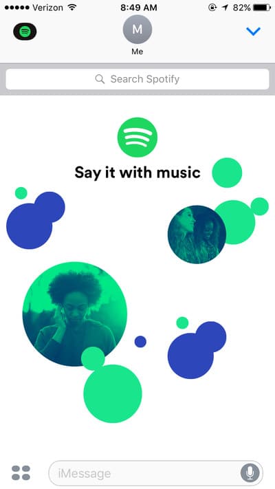 spotify imessage application extension ios
