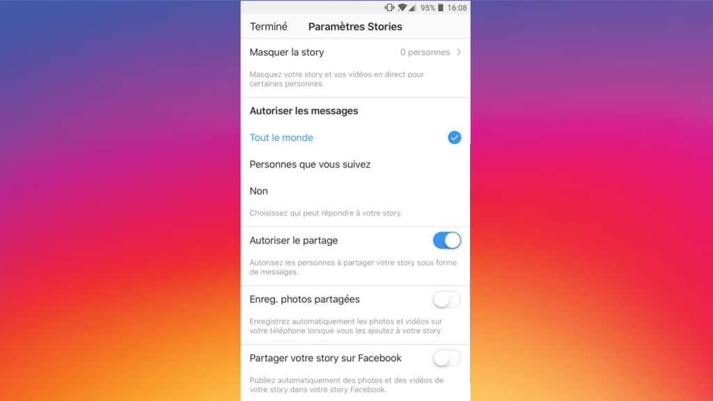 comment masquer les stories instagram