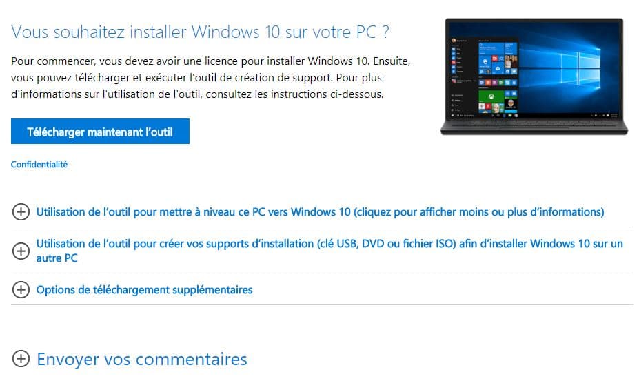 récupérer Windows 10 Français