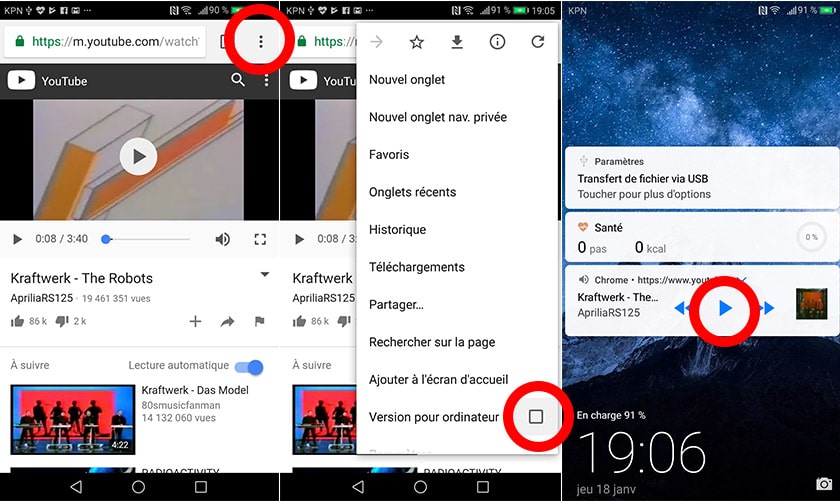 Android lire video youtube via chrome