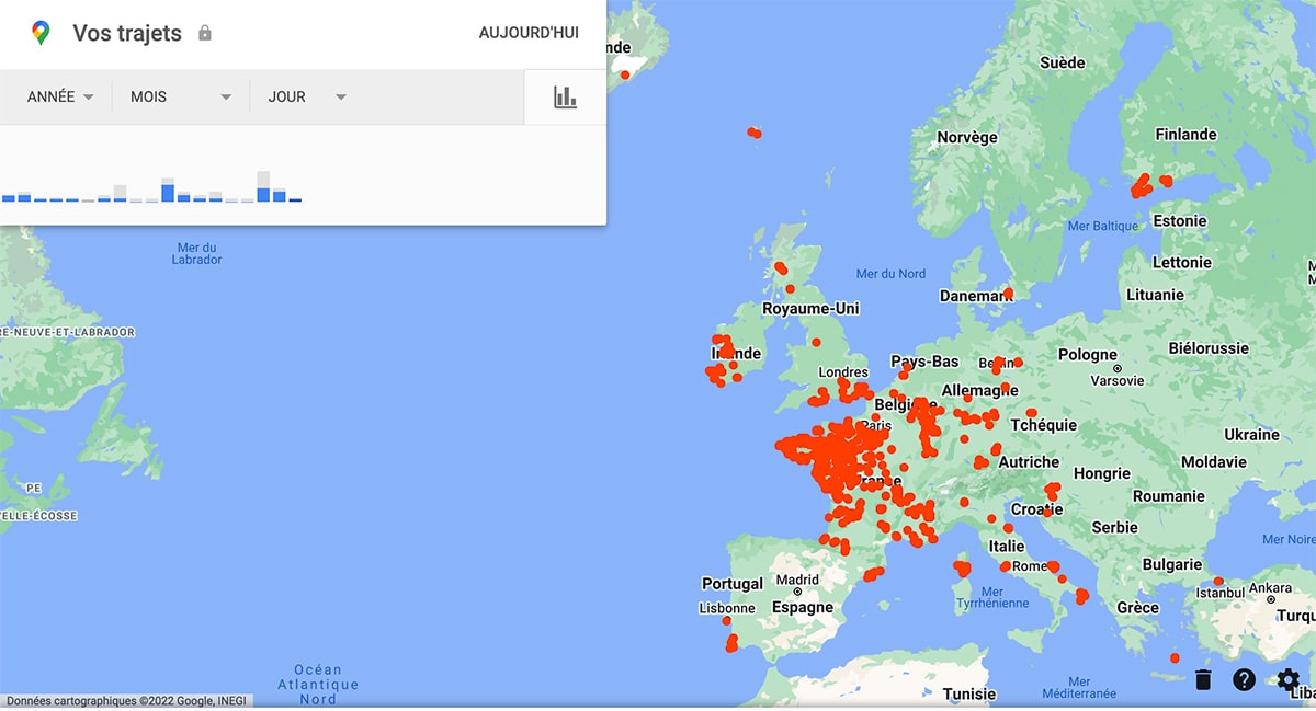 effacer historique navigation Google Maps