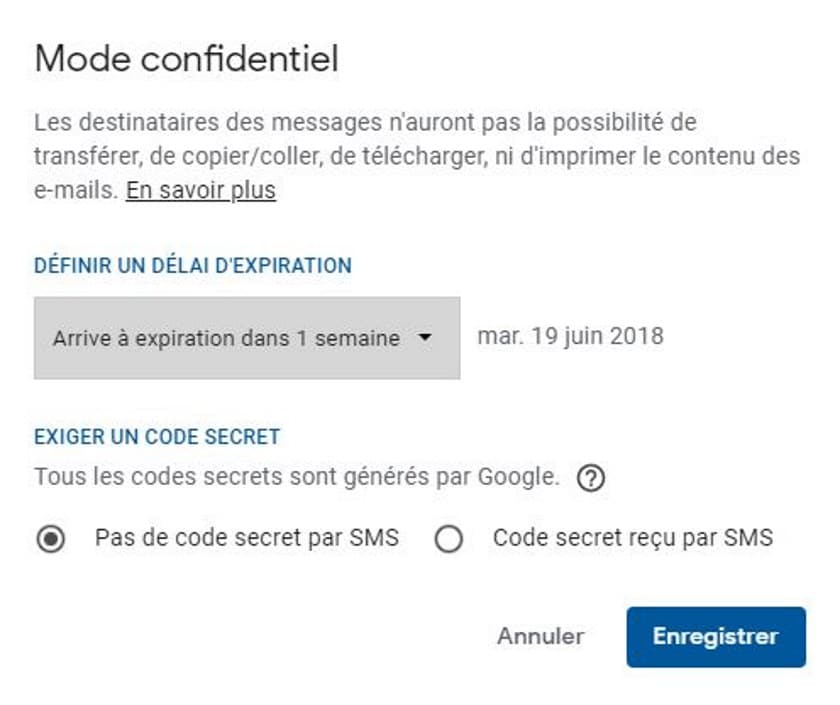 gmail confidentiel