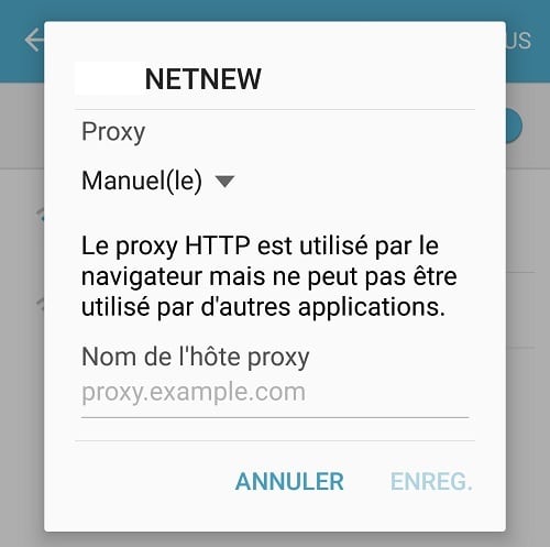 Configuration manuelle d'un proxy sur Android