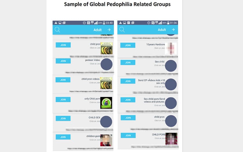 whatsapp groupes pédopornographiques