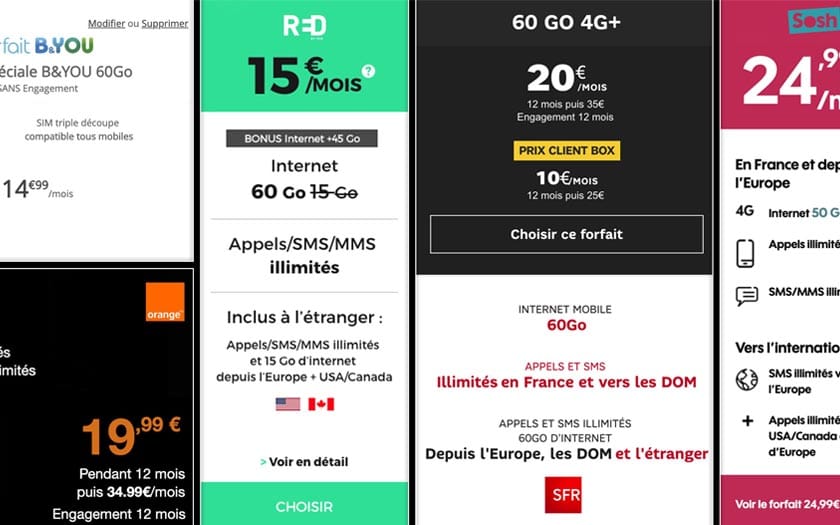 forfaits orange sfr bouygues telecom free mobile
