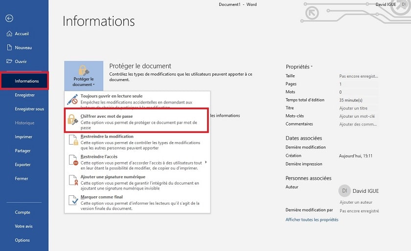 Protéger un fichier Word