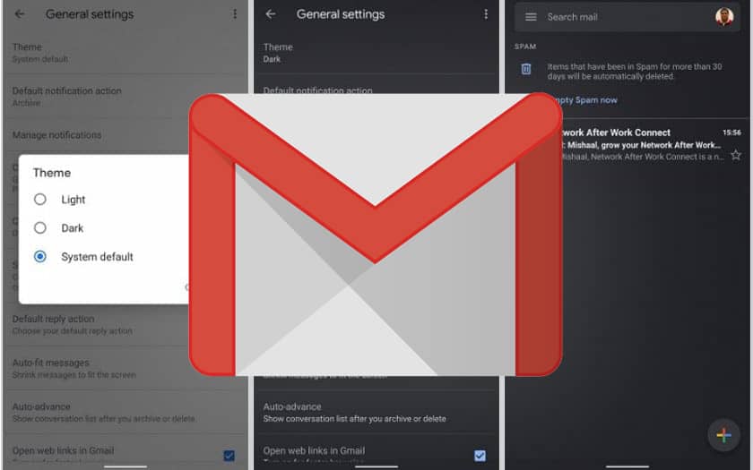 Mode sombre de Gmail