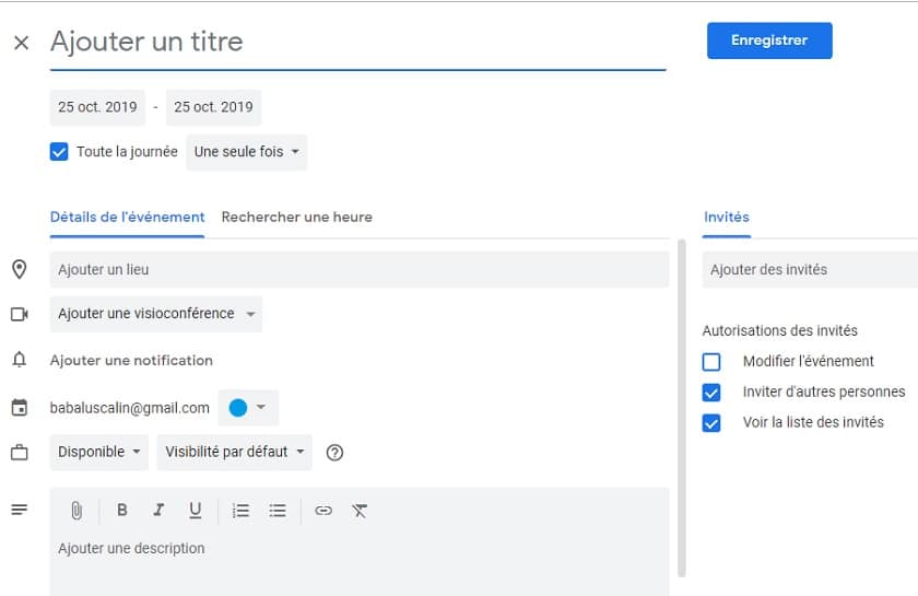 Créer un événement Google Agenda rapidement depuis chrome