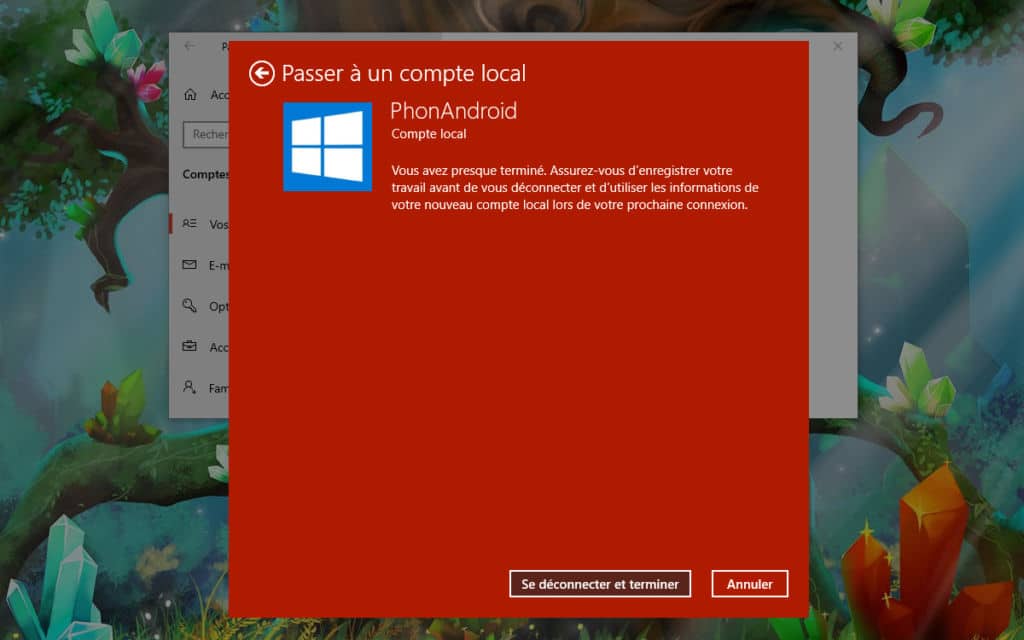 Windows 10 Comment basculer Compte Local
