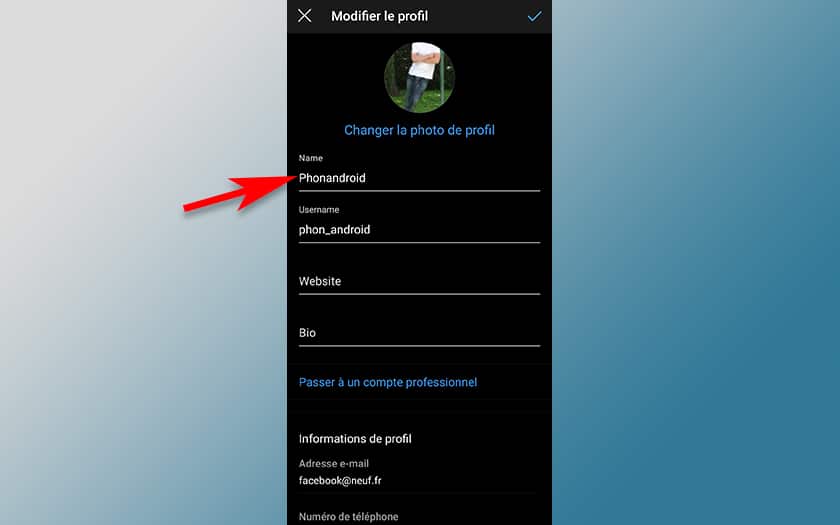 Instragram changer nom utilisateur smartphone android
