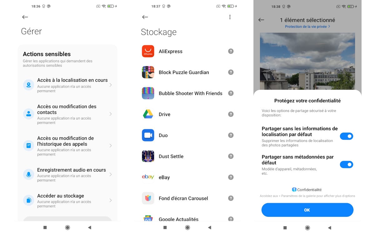 miui 12 dossier nouveauté donnees sensibles