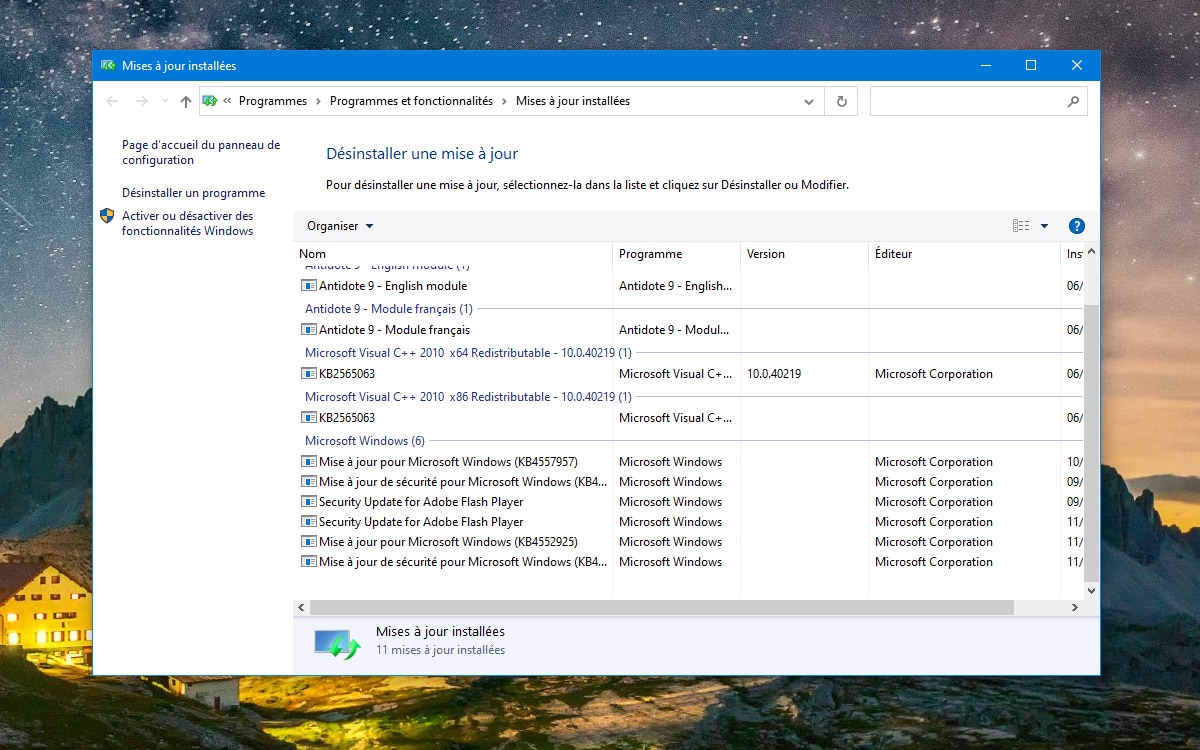 Windows 10 Desinstaller mise à jour