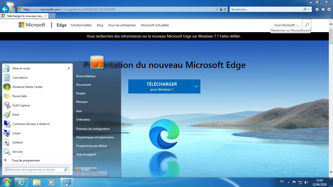 microsoft edge funciona no windows 7