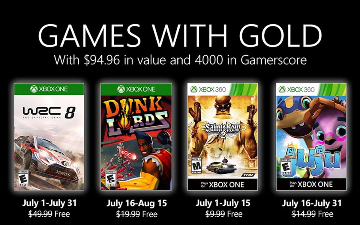Xbox Live Gold : Les Jeux Du Mois De Juillet Annoncés !