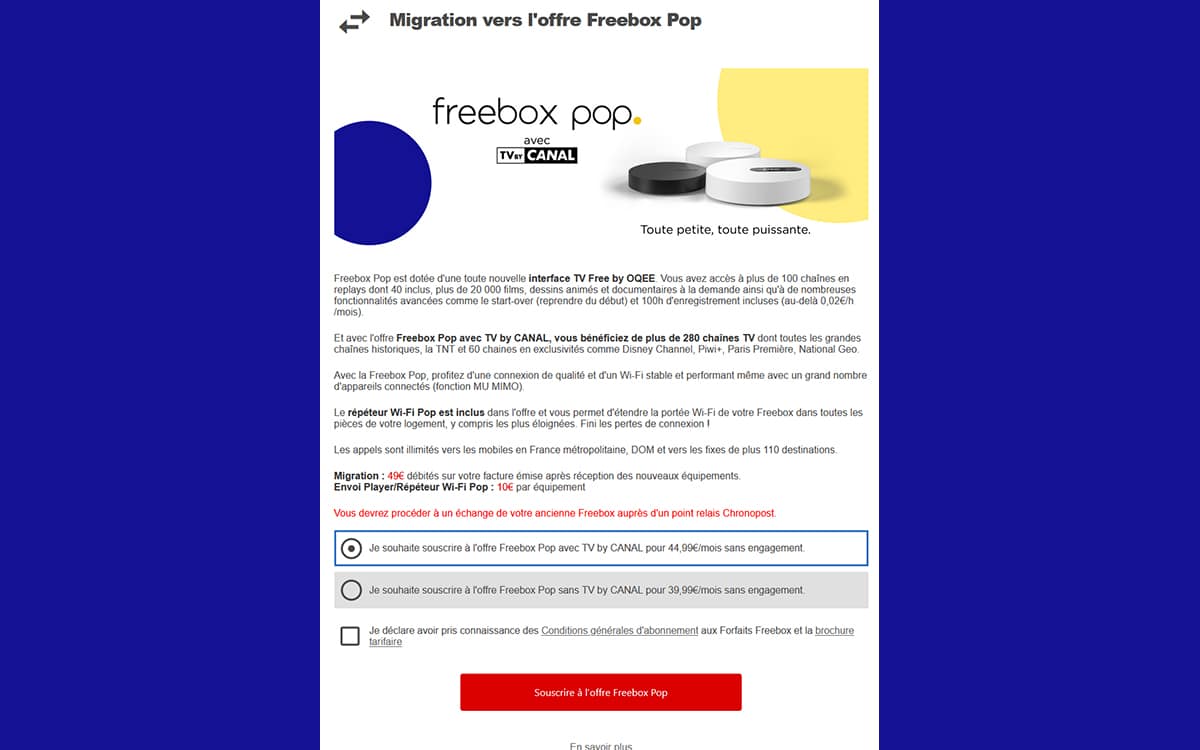 Freebox Pop migration