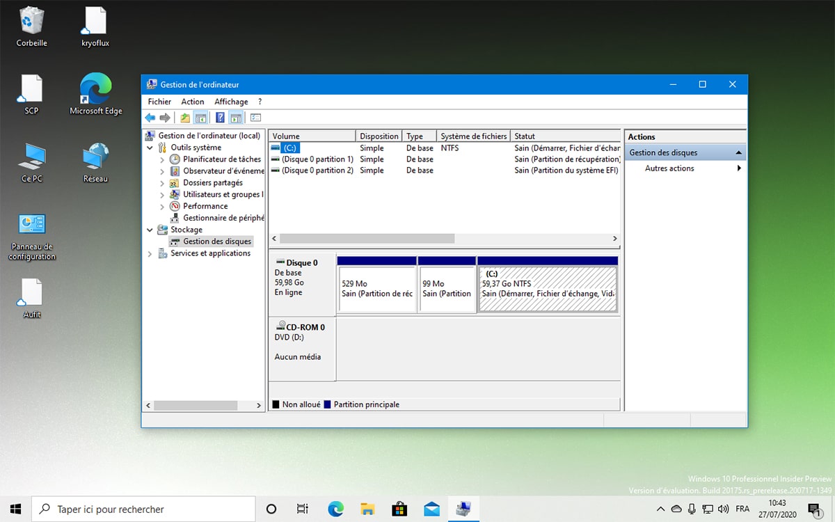 Windows 10 Gestionnaire des disques