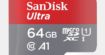 La carte mémoire microSDXC SanDisk Ultra de 64 Go est à moins de 10 ¬