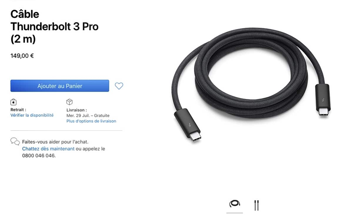 Cable Thunderbolt 3 Apple