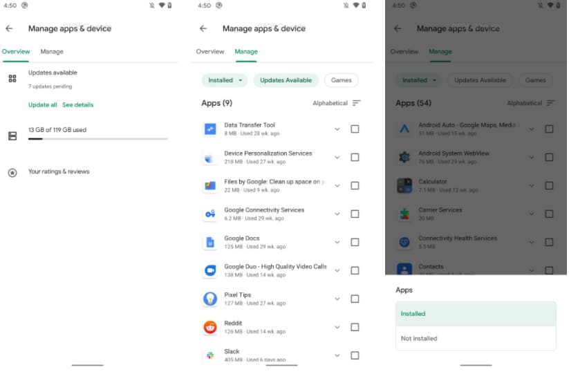 Google Play Store : nouvelle interface
