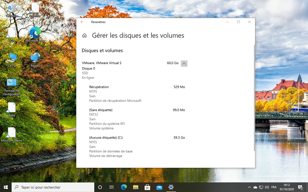 Windows 10 Gestion des disques et volumes Mise a jour build 20226