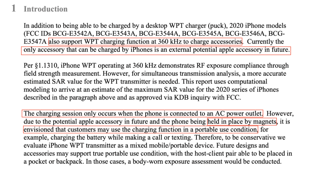 Document Apple pour FTC recharge inverse iPhone 12