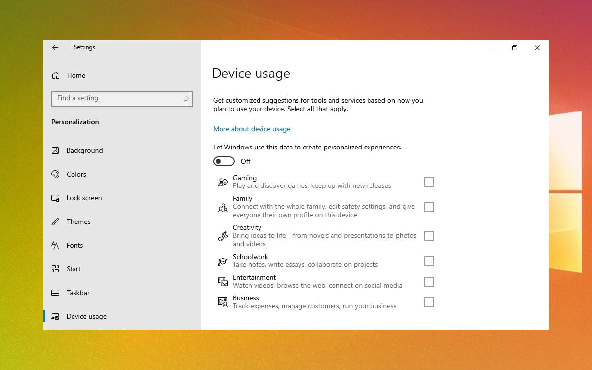 Windows 10 Device Usage