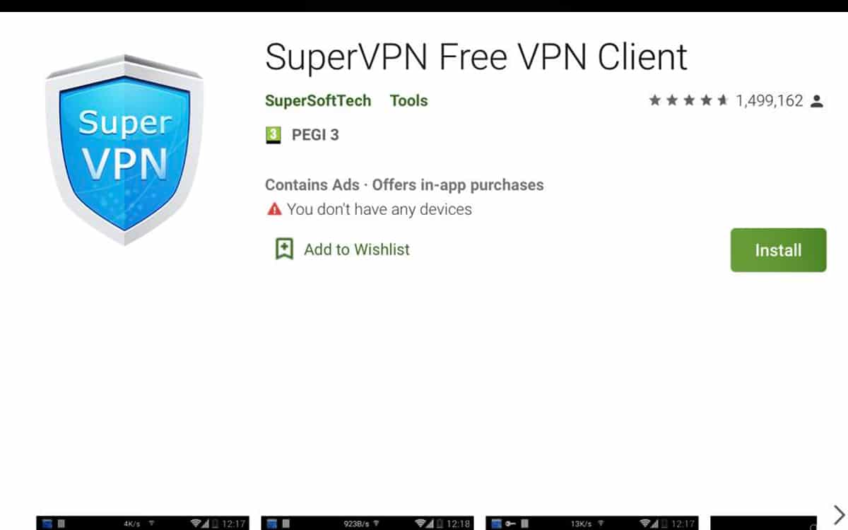 SuperVPN Play Store
